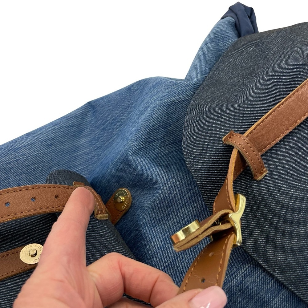 Herschel Supply Company Two-Tone Denim Backpack with Brown Straps - Picture 10 of 16